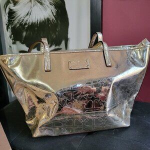 KATE SPADE GOLD METALLIC TOTE BAG